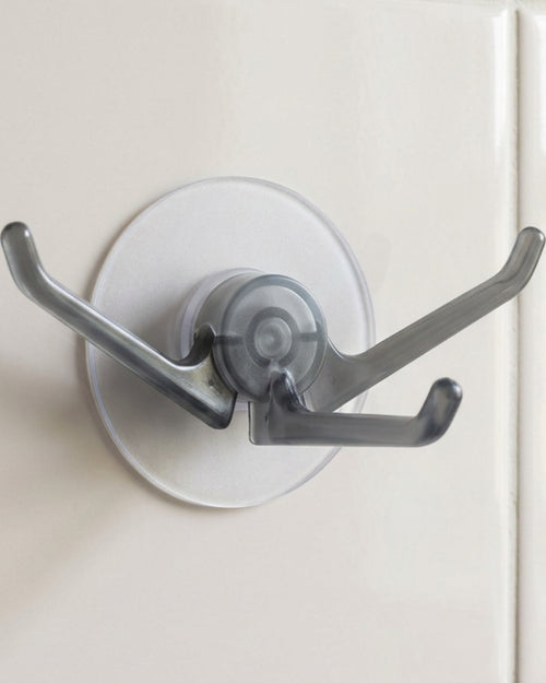 Plvng Adhesive Rotating Triple Wall Hook Frosted Clear Smoke - Lifestyle view