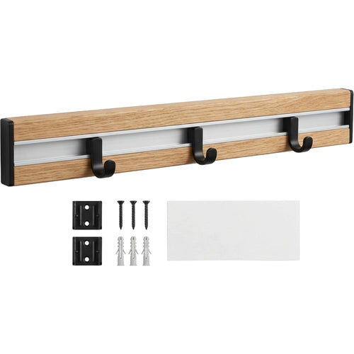 Plvng Three Sliding Hook Wall Rail Oak Black - Product view